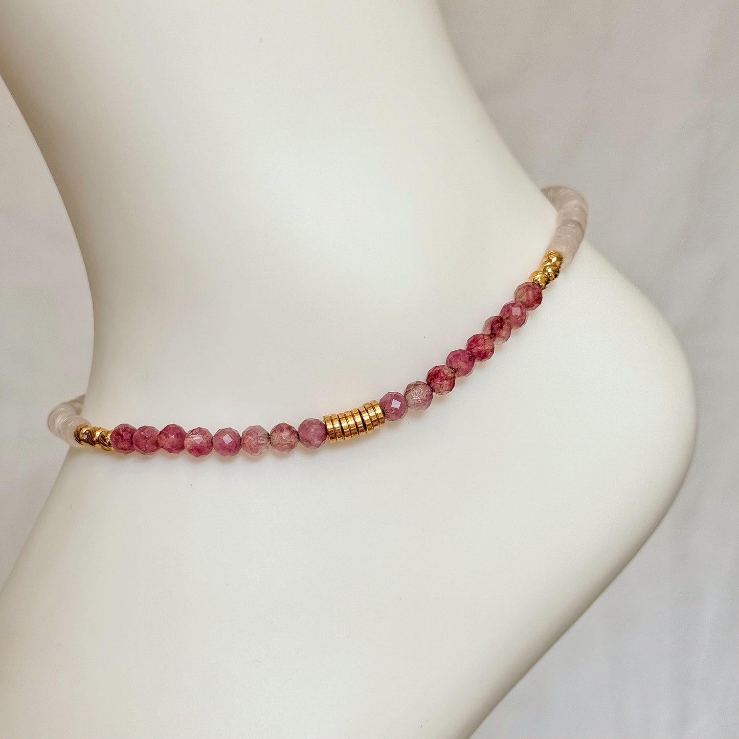 PURPLE + PINK BEADED ANKLET