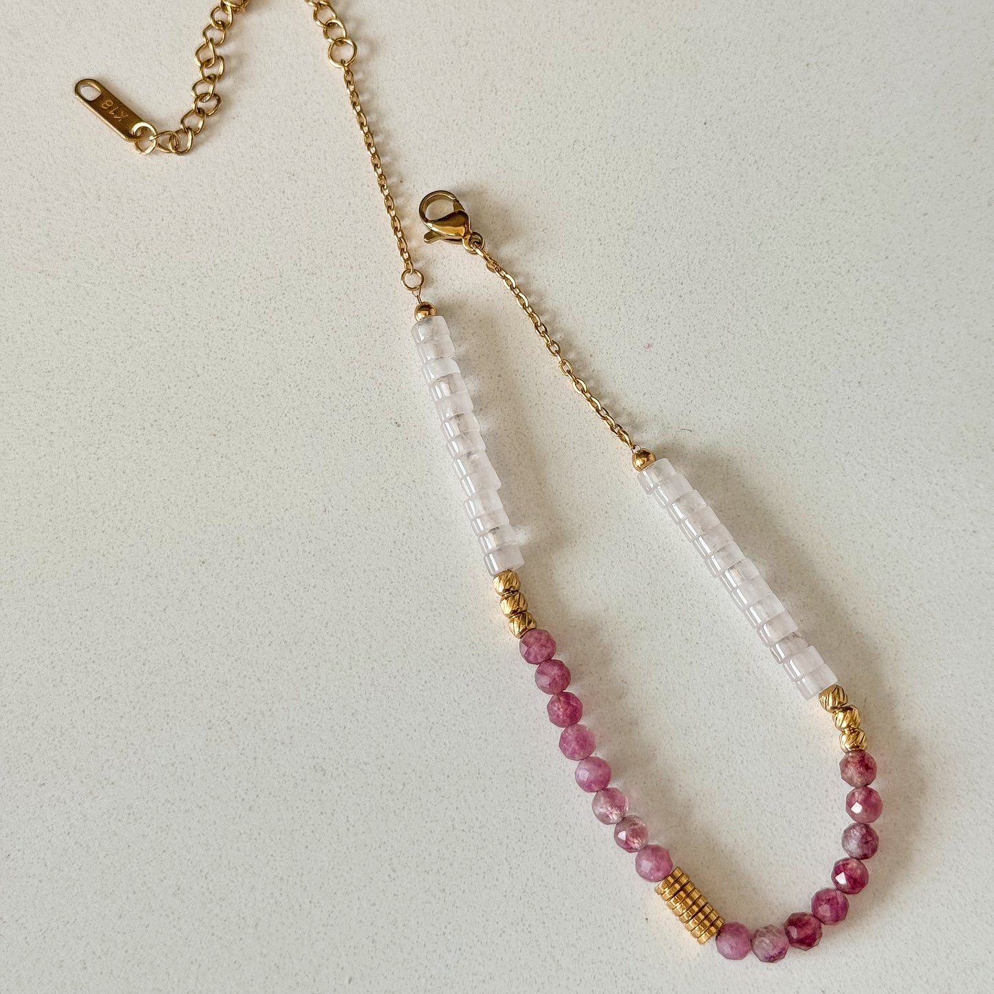 PURPLE + PINK BEADED ANKLET