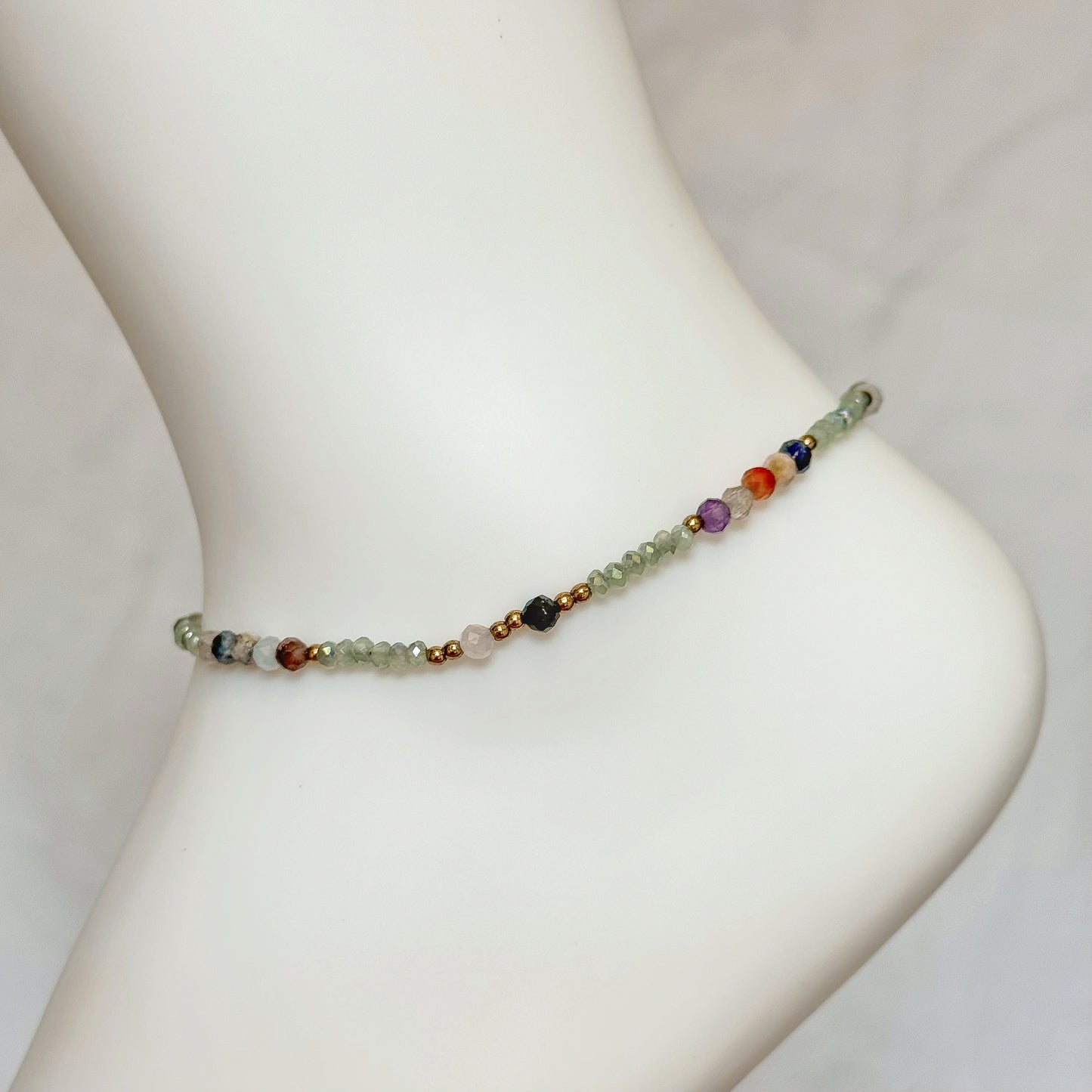 SAGE BEADED ANKLET