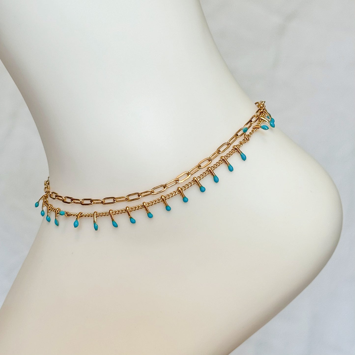 TURQUOISE DOUBLE ANKLET