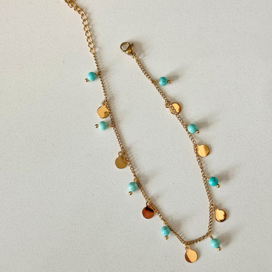 TURQUOISE BEAD ANKLET