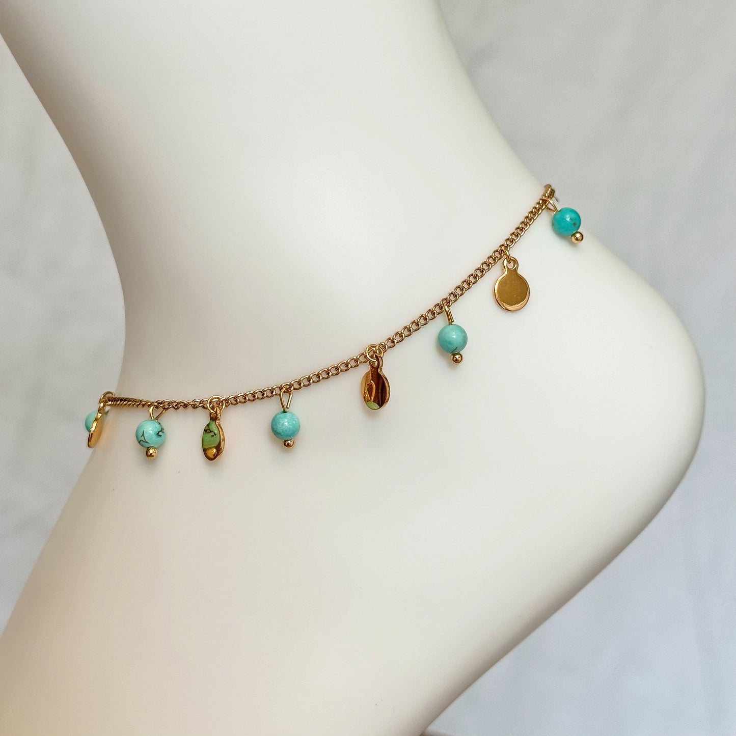 TURQUOISE BEAD ANKLET