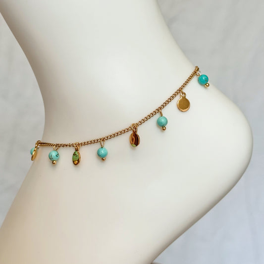 TURQUOISE BEAD ANKLET