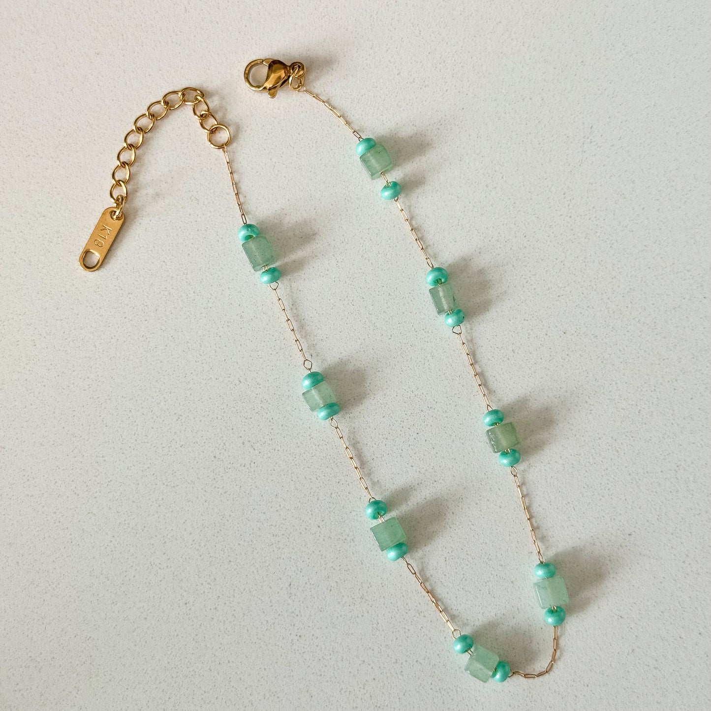 AQUA BEADED ANKLET