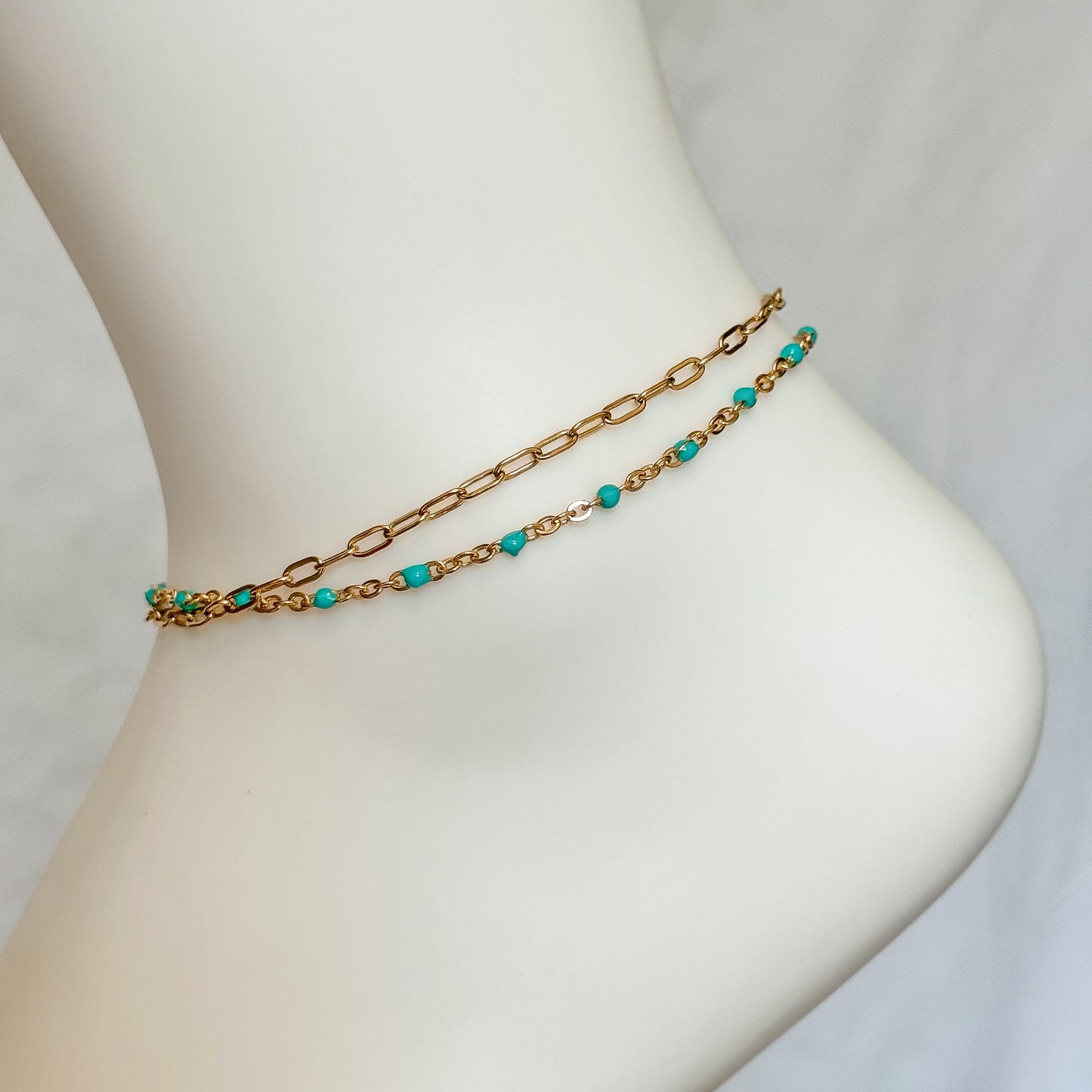 TEAL DOUBLE ANKLET