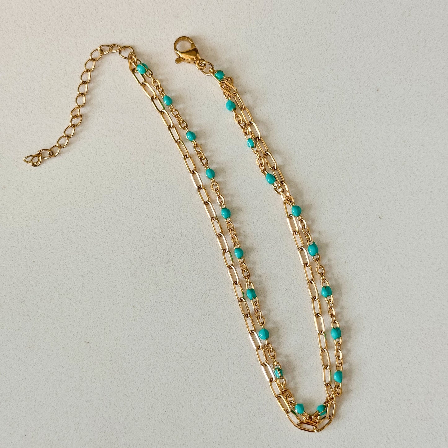 TEAL DOUBLE ANKLET