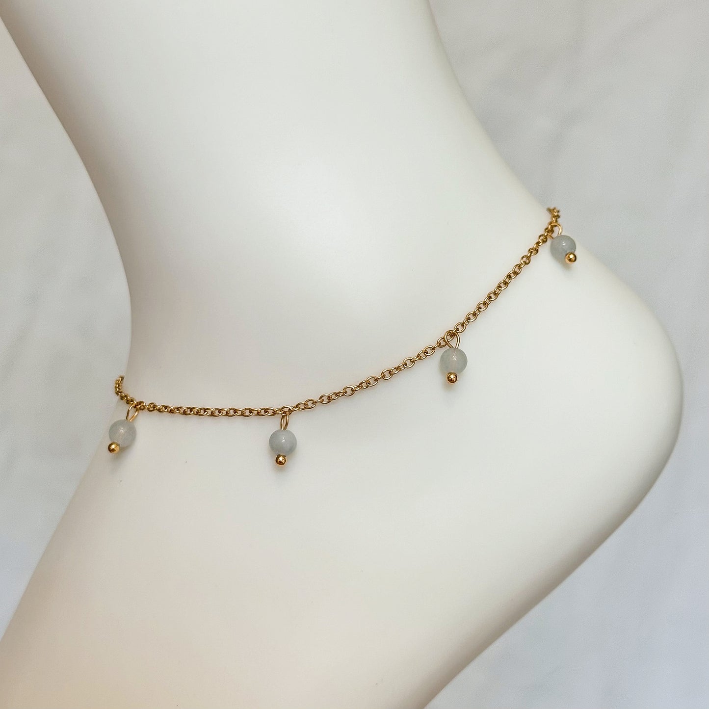 BLUE BEAD ANKLET