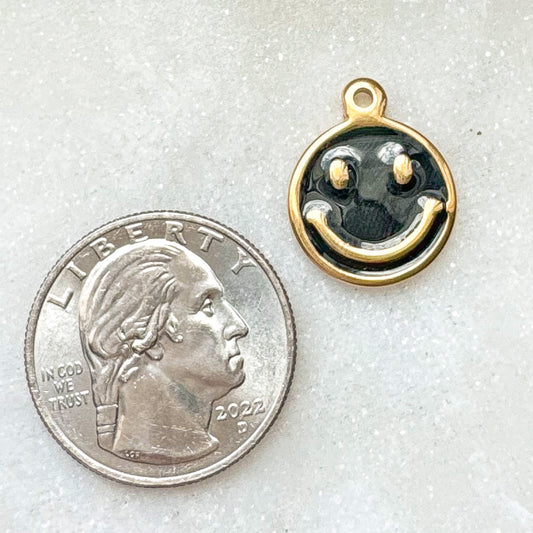 BLACK SMILEY FACE CHARM