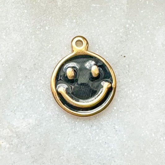 BLACK SMILEY FACE CHARM