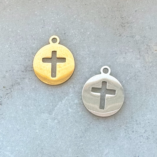 CIRCLE HOLLOW CROSS CHARM