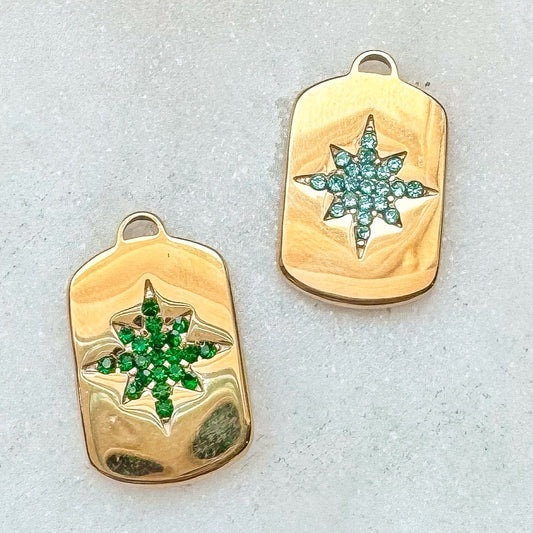 GREEN CZ STAR CHARM