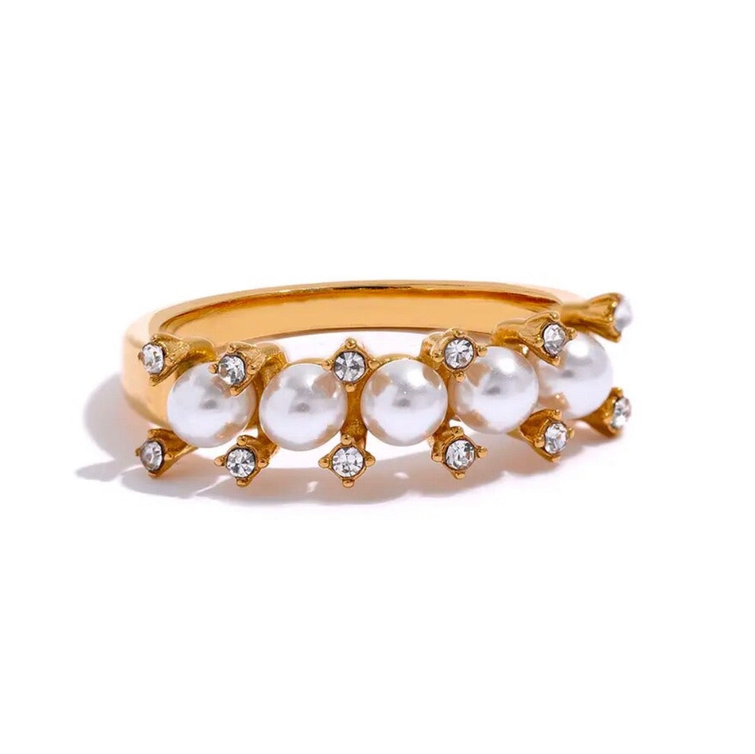 PEARL CZ STUDDED RING