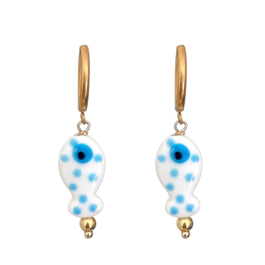 SPOTTED FISH HOOP EARRINGS