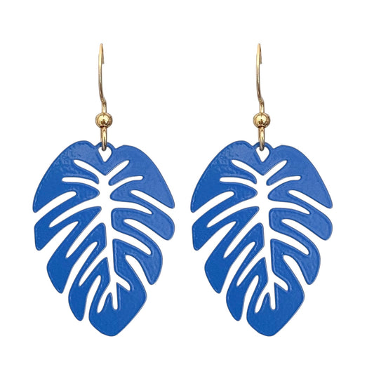 BLUE MONSTERA EARRINGS