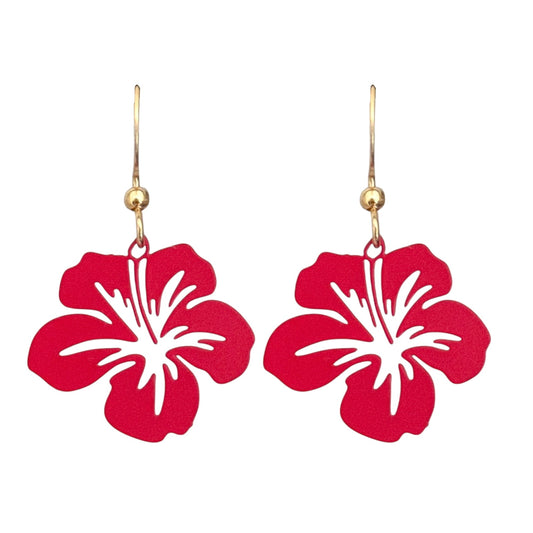 PINK HIBISCUS EARRINGS