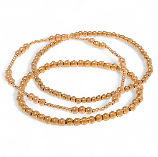 GOLD BEADED BRACELET SET