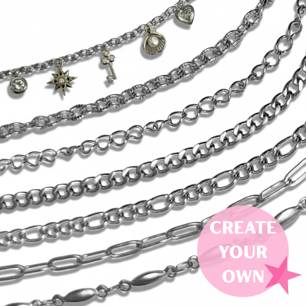 THIN LINKED CHARM NECKLACE