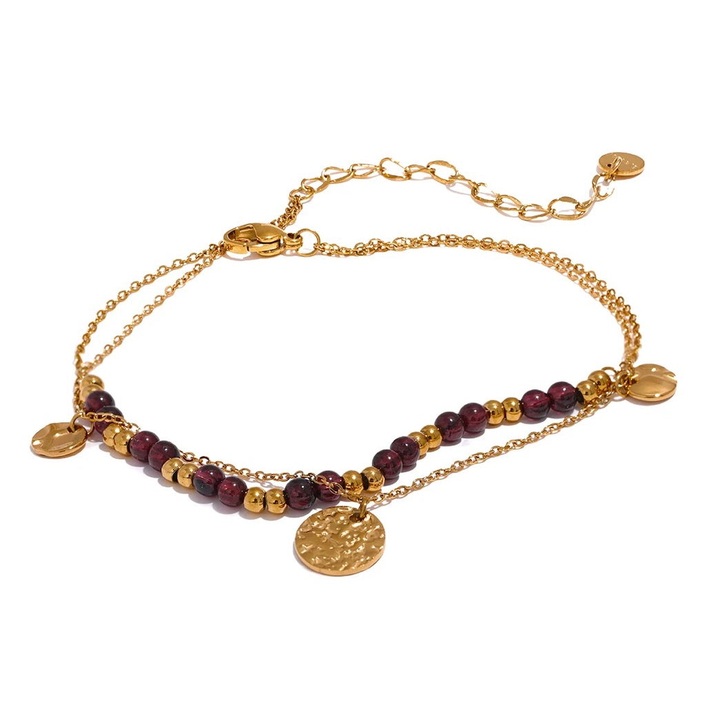 DOUBLE BEADED COIN ANKLET