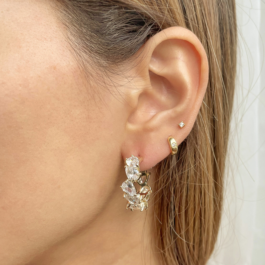 TEARDROP CZ HOOP EARRINGS