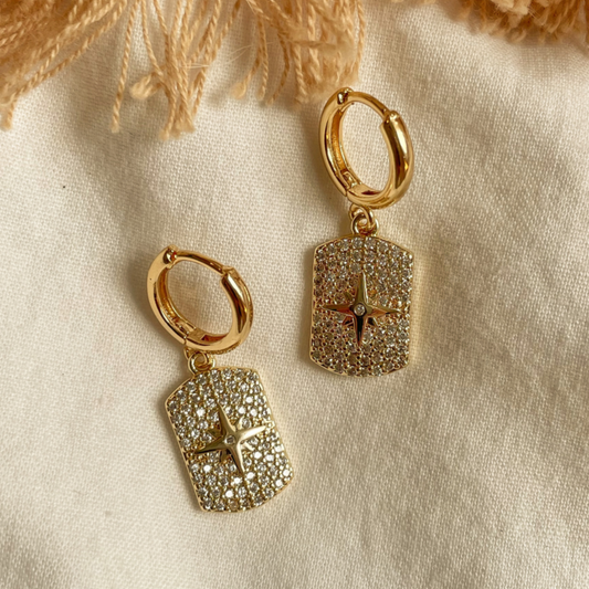 GOLD CRYSTAL NORTH STAR EARRINGS