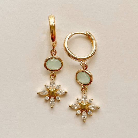 BLUE CRYSTAL FLOWER HOOPS