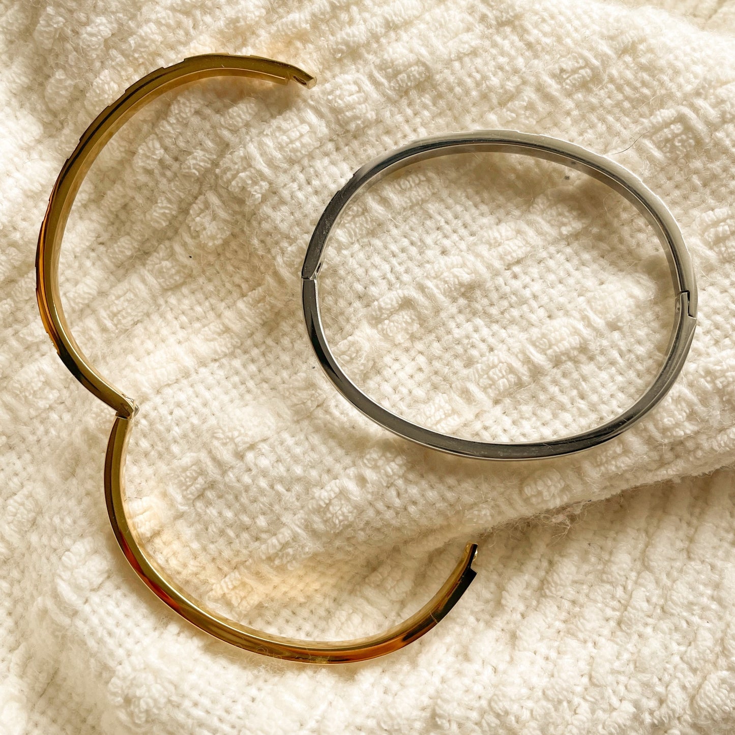 Gold + Silver CZ Bangle Bracelet