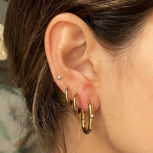 GOLD CYRSTAL OVAL HOOPS
