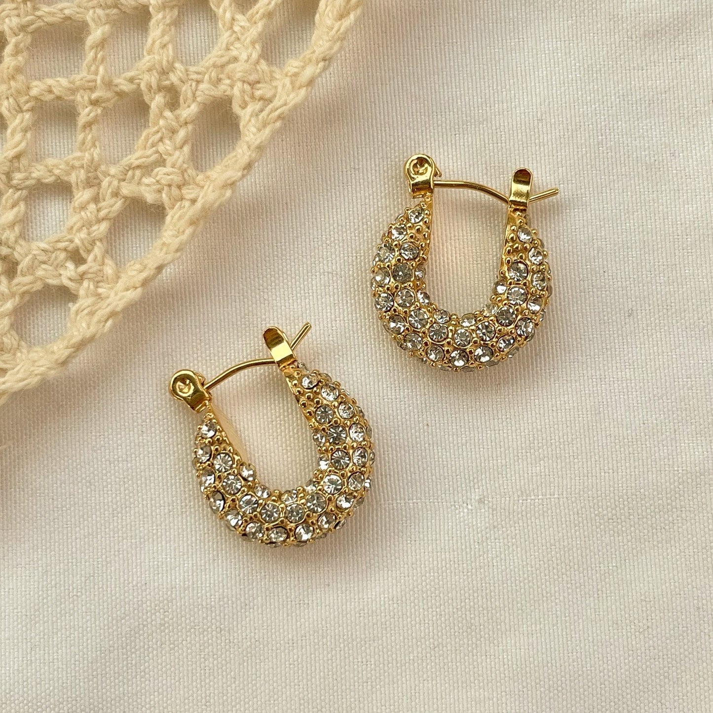 GOLD CRYSTAL HOOPS