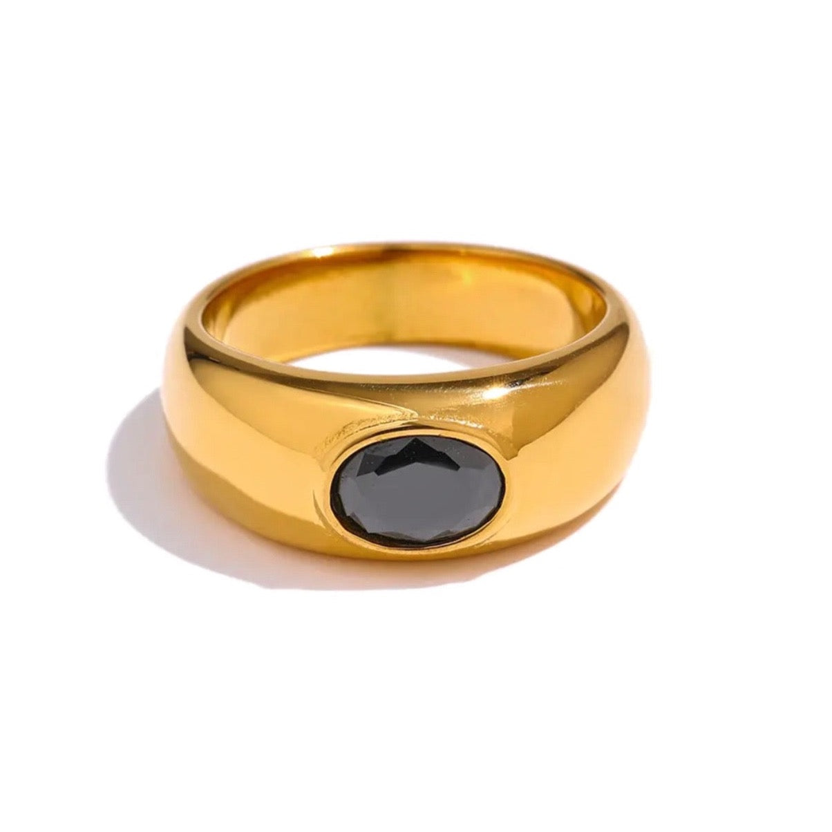 BLACK CZ OVAL RING