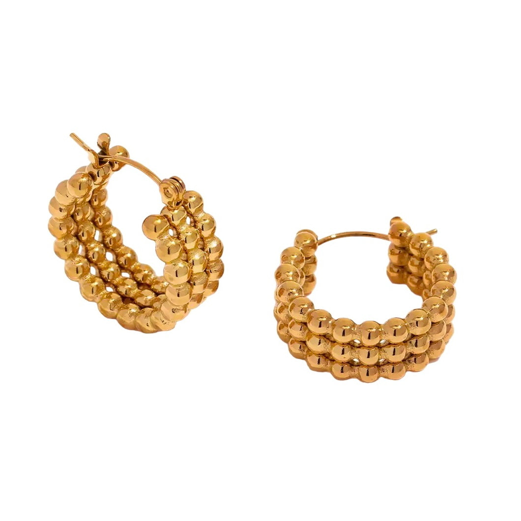 GOLD BEADED HOOPS