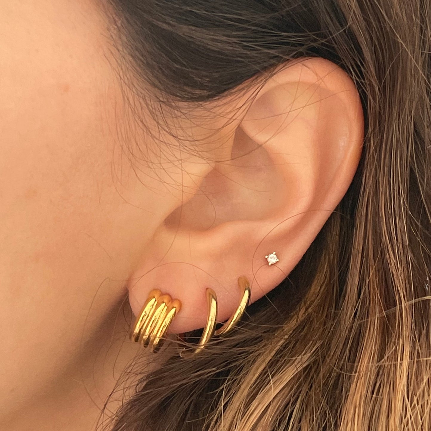 GOLD TRIPLE CUFF HOOPS