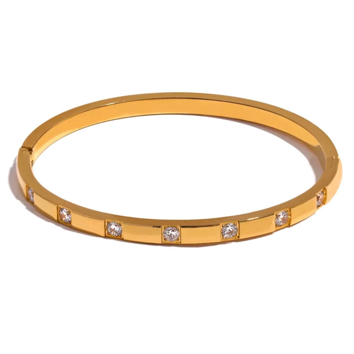 Gold + Silver CZ Bangle Bracelet