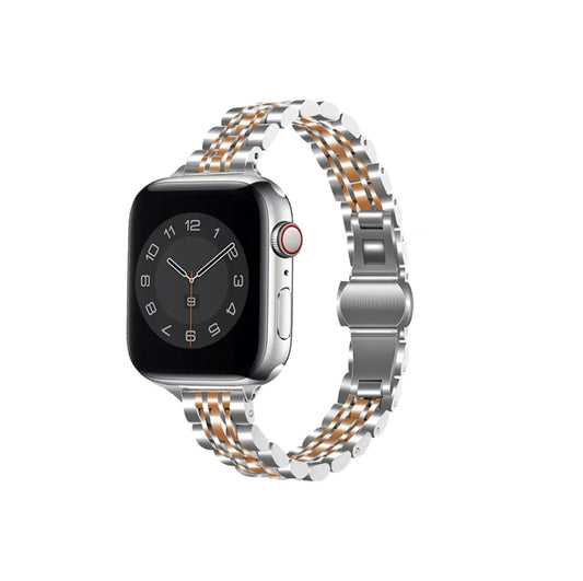 Rose Gold + Silver Apple Watch Band