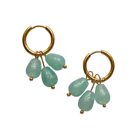 GOLD + AQUA BEADED HOOPS
