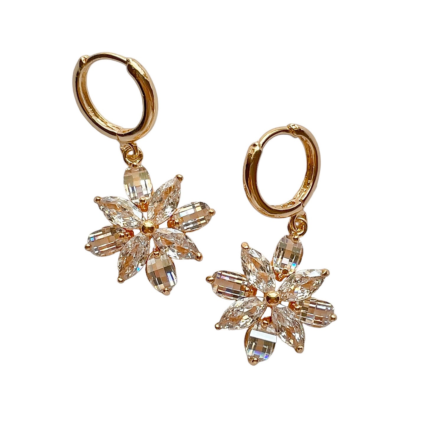 GOLD CRYSTAL FLOWER HOOPS