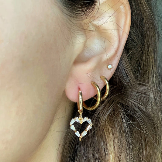 GOLD DAINTY HEART HOOPS