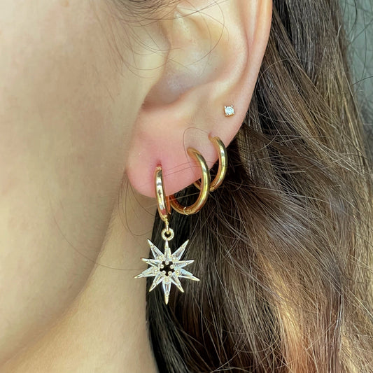 GOLD CRYSTAL STAR HOOPS