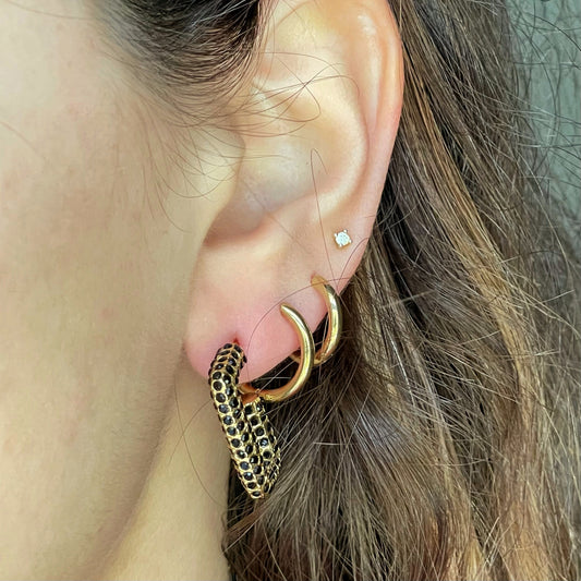 BLACK CRYSTAL RECTANGLE HOOPS