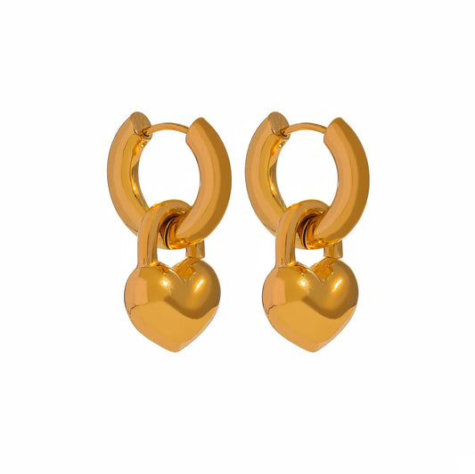 Gold Heart Huggie Hoops