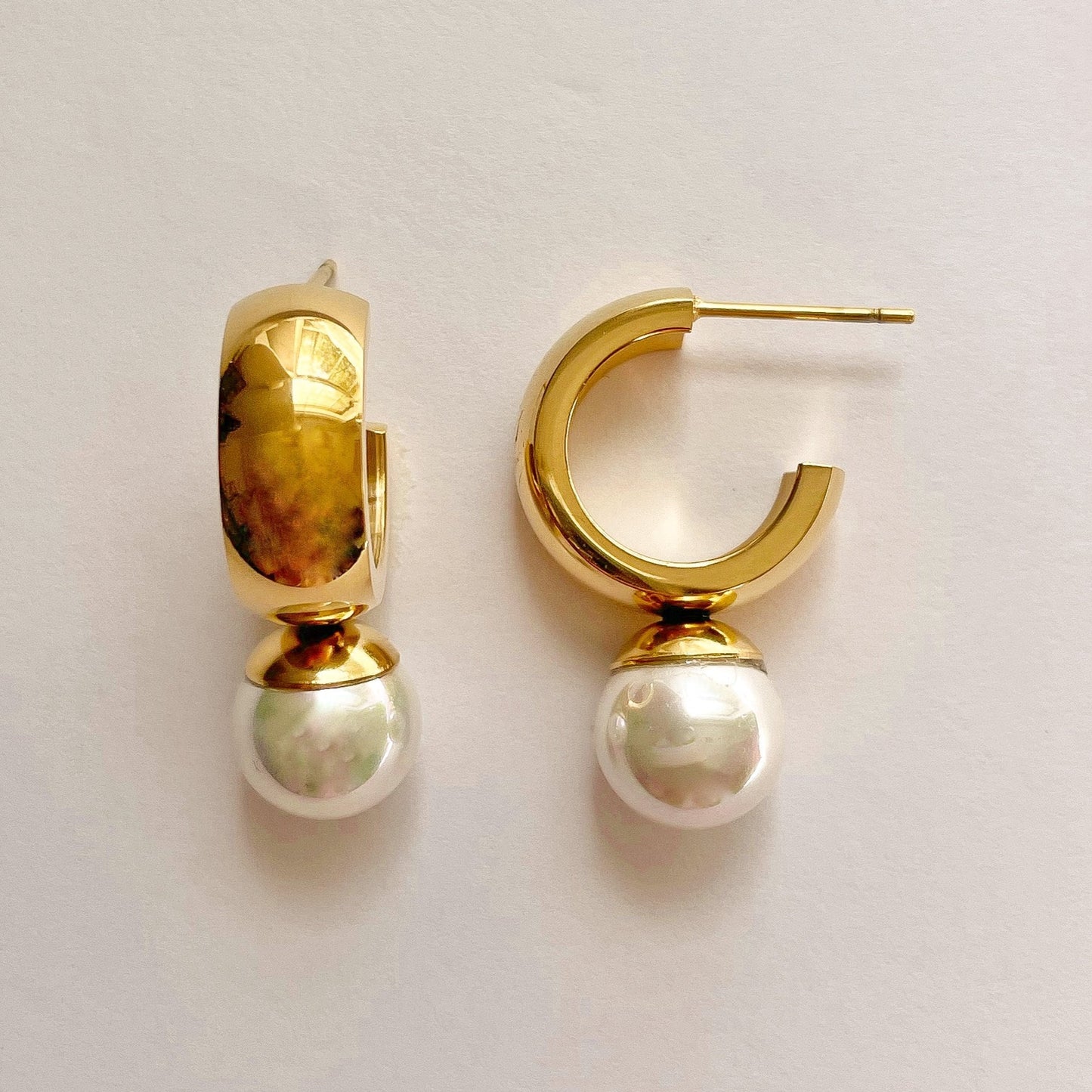 GOLD PEARL HOOPS