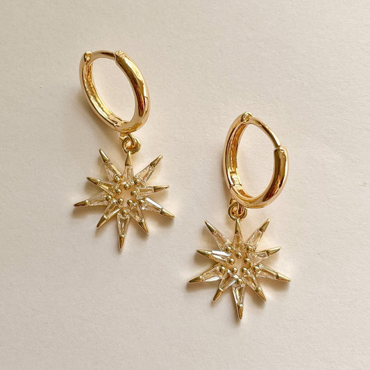 GOLD CRYSTAL STAR HOOPS