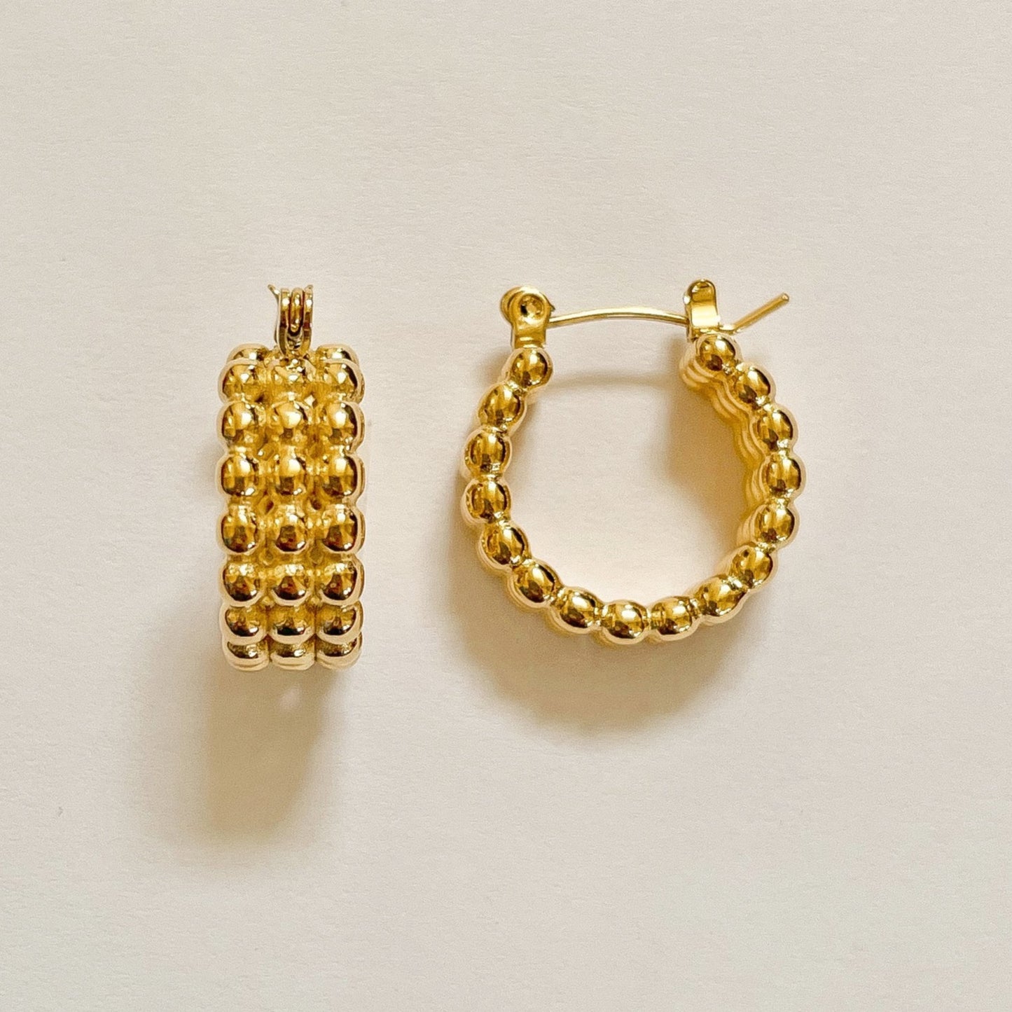 GOLD BEADED HOOPS