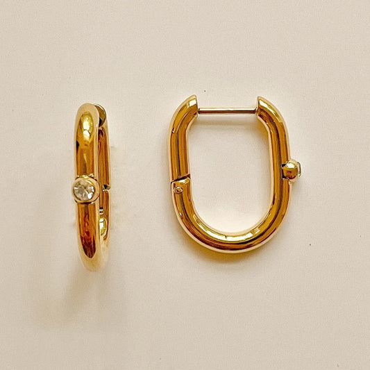 GOLD CYRSTAL OVAL HOOPS