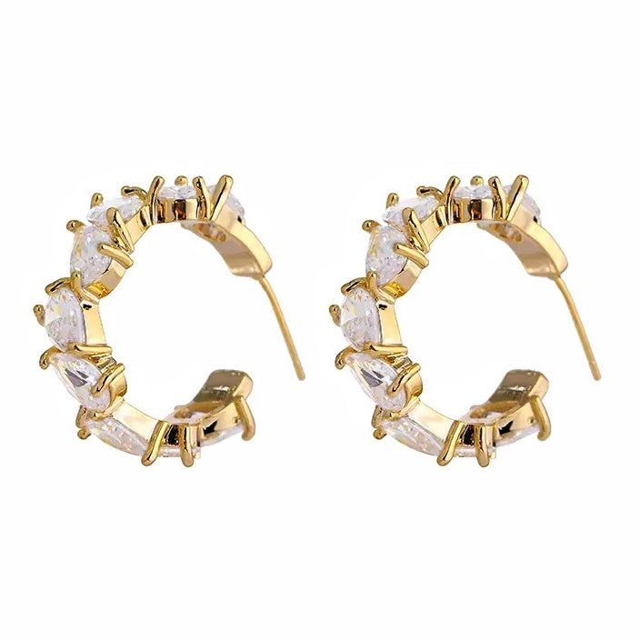 TEARDROP CZ HOOP EARRINGS