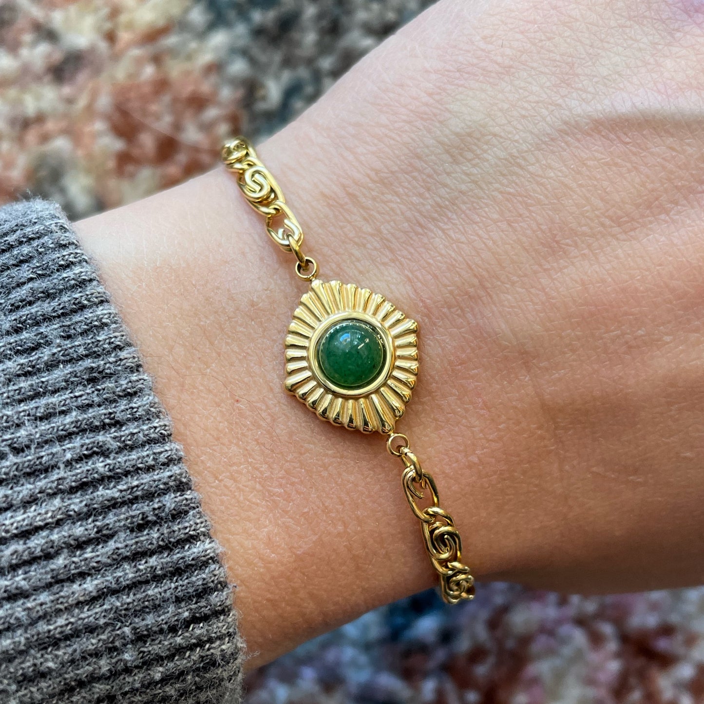 Gold + Green Bracelet